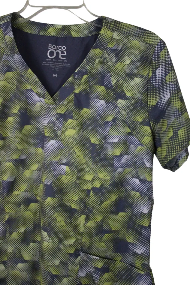 Barco Earrings Barco One Green Gray Scrub Top M