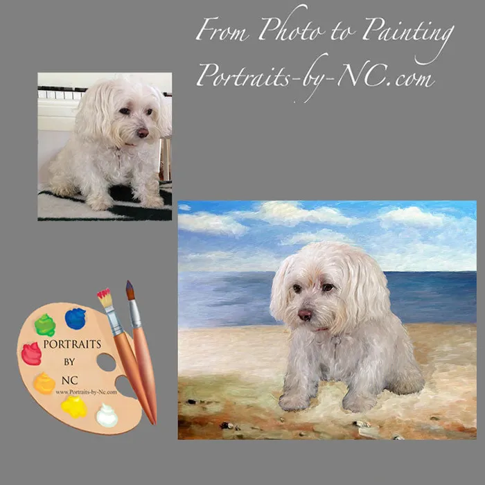 Maltese Dog Portrait Portraits by NC Earrings