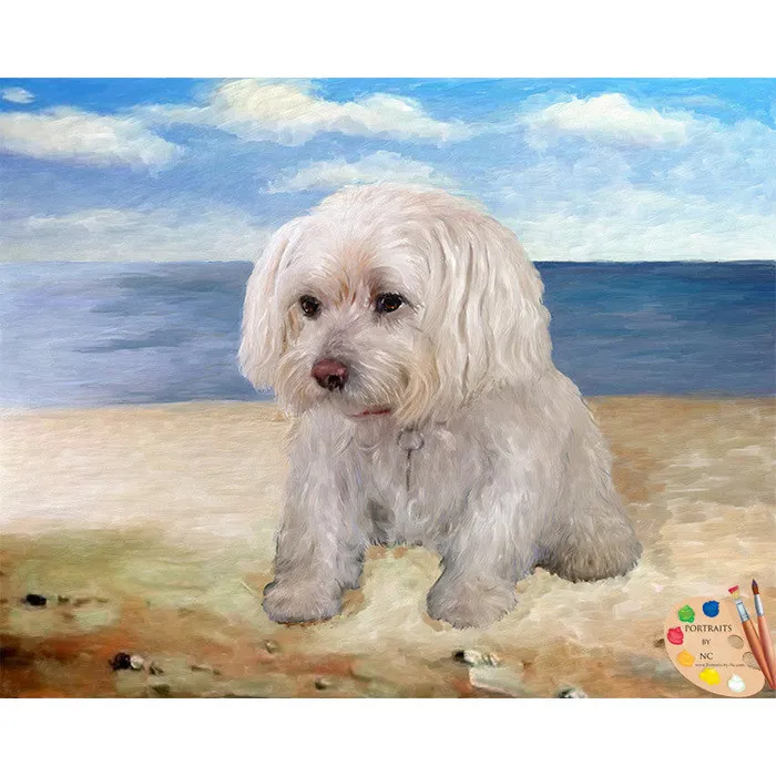Maltese Dog Portrait Portraits by NC Earrings