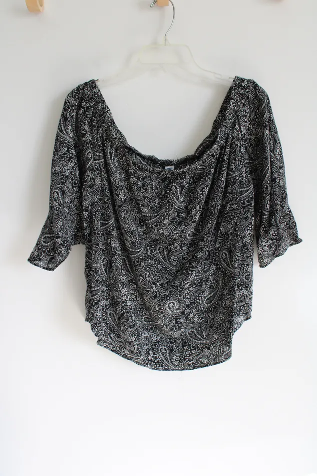 Old Navy Rings NEW Old Navy Black Paisley OffTheShoulder Top L