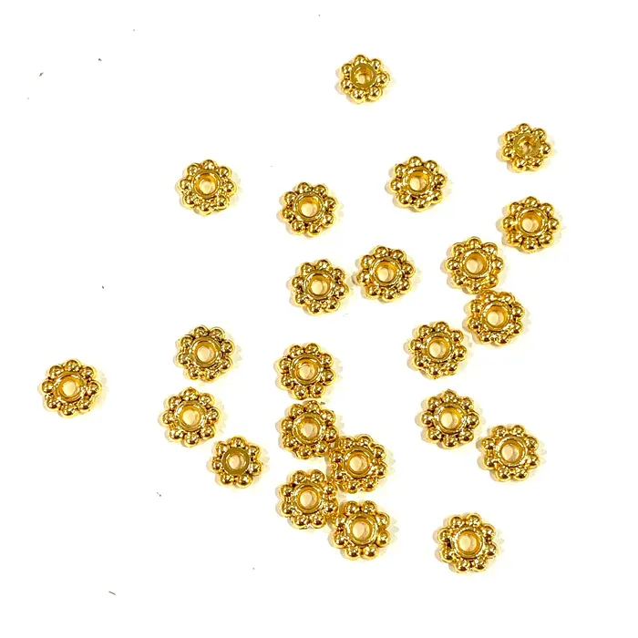 Peppy Beads Earrings Gold Wheel Spacers 5mm 22K Gold Plated Wheel Spacers 25 pcs in a pack
