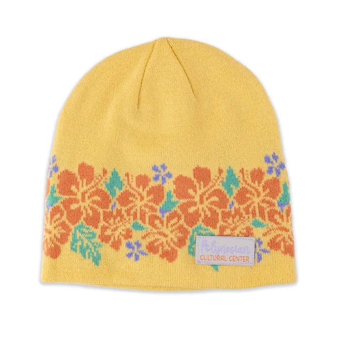 Polynesian Cultural Center Plumeria Knitted Beanie Cap Yellow GREATMOUNTAINWE Earrings