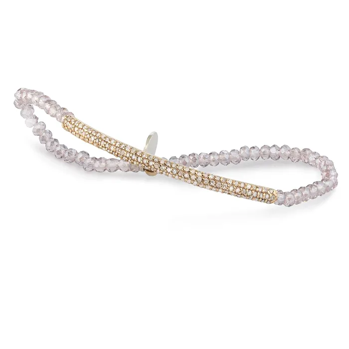 RACHEL LYNN CHICAGO Bracelets 2mm Sheer Lavender Quartz and Yellow Gold Diamond Bar Bracelet