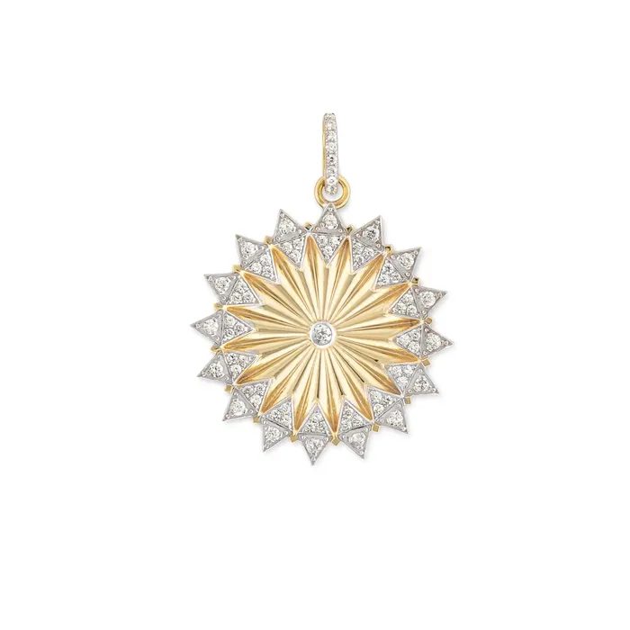 RACHEL LYNN CHICAGO Necklaces Yellow Gold Diamond Fluted Coin Pendant