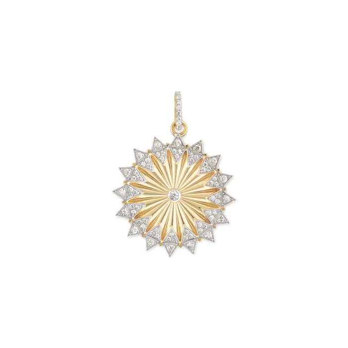 RACHEL LYNN CHICAGO Necklaces Yellow Gold Diamond Fluted Coin Pendant
