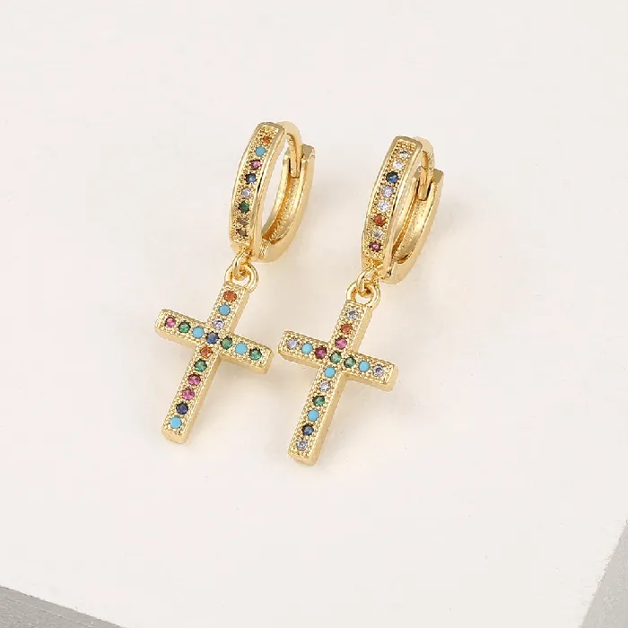 Religious Cross Symbol Cubic Zirconia Earrings Lords Guidance Earrings