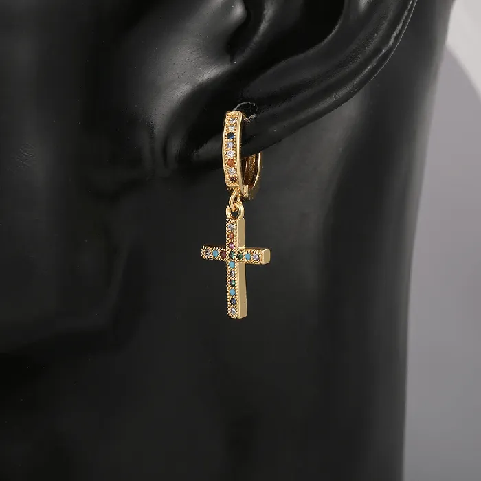 Religious Cross Symbol Cubic Zirconia Earrings Lords Guidance Earrings