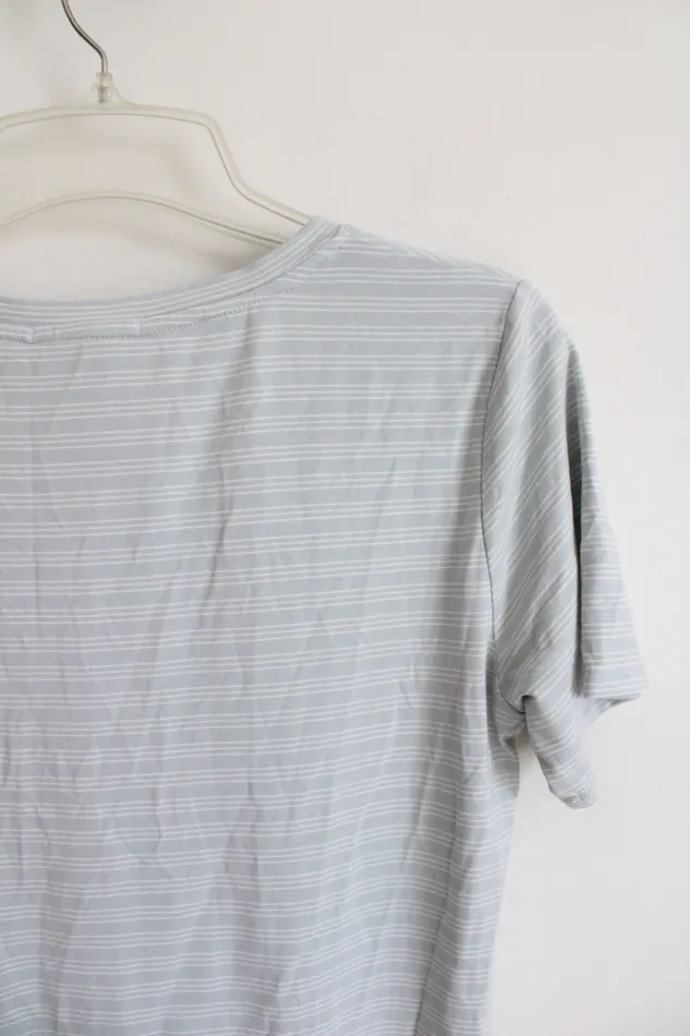 Rings Matty M NEW Matty M VNeck Twist Light Blue Striped Top S