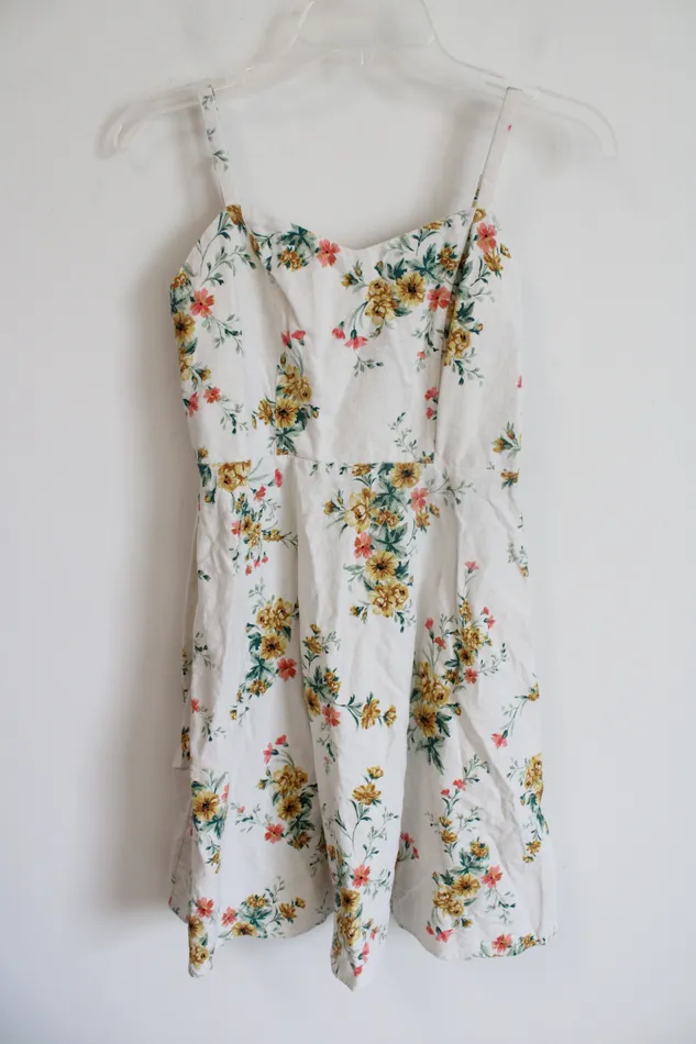 Rings Old Navy Old Navy Cream Floral Linen Blend Cami Dress S