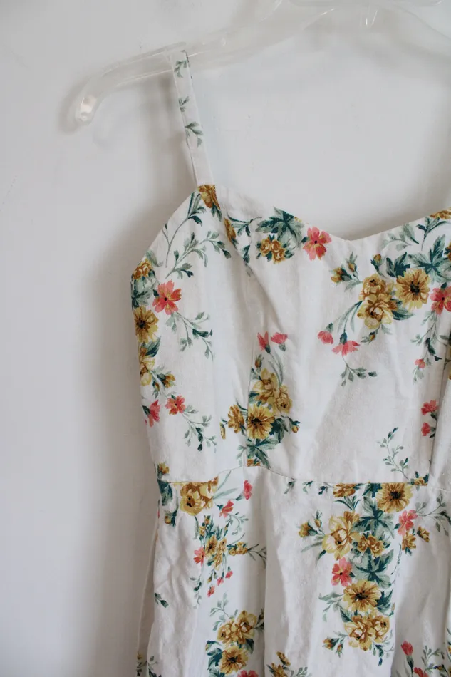 Rings Old Navy Old Navy Cream Floral Linen Blend Cami Dress S