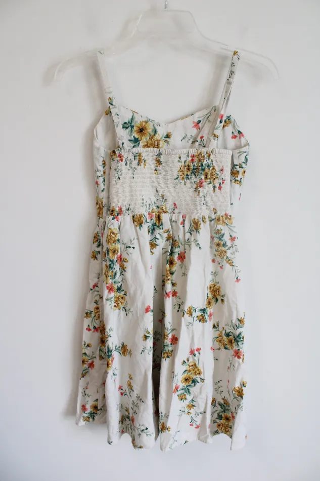 Rings Old Navy Old Navy Cream Floral Linen Blend Cami Dress S