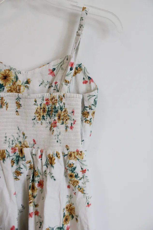 Rings Old Navy Old Navy Cream Floral Linen Blend Cami Dress S
