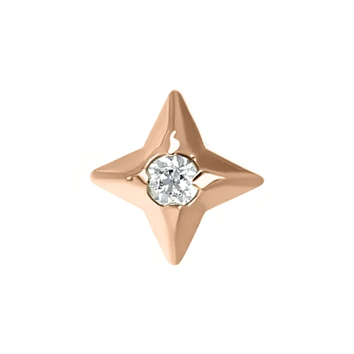 Anatometal Earrings Polaris Threaded End in Rose Gold with BrilliantCut Gem