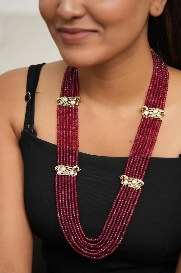 Attrangi Urmi Crystal Polki Long Mala Earrings Attrangi Urmi Crystal Polki Long Mala Earrings