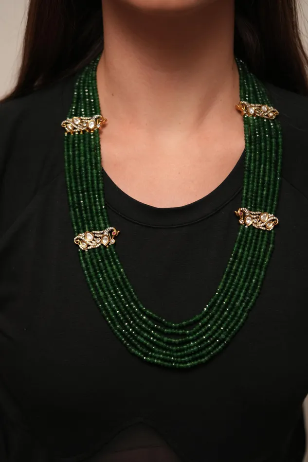 Attrangi Urmi Crystal Polki Long Mala Earrings Attrangi Urmi Crystal Polki Long Mala Earrings