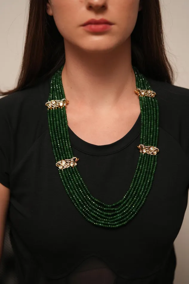 Attrangi Urmi Crystal Polki Long Mala Earrings Attrangi Urmi Crystal Polki Long Mala Earrings