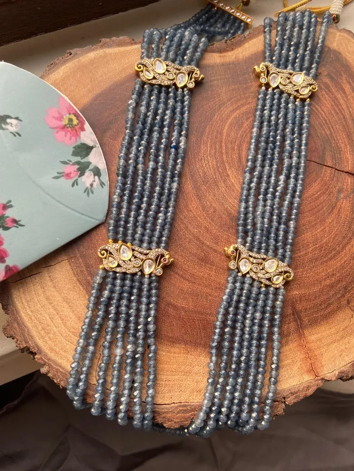 Attrangi Urmi Crystal Polki Long Mala Earrings Attrangi Urmi Crystal Polki Long Mala Earrings