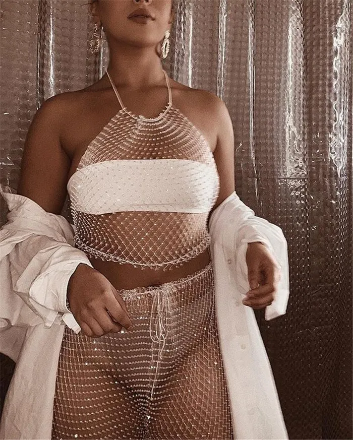 Body Jewelry Crystal Black Fishnet Set THE LUMi SHOP Rings