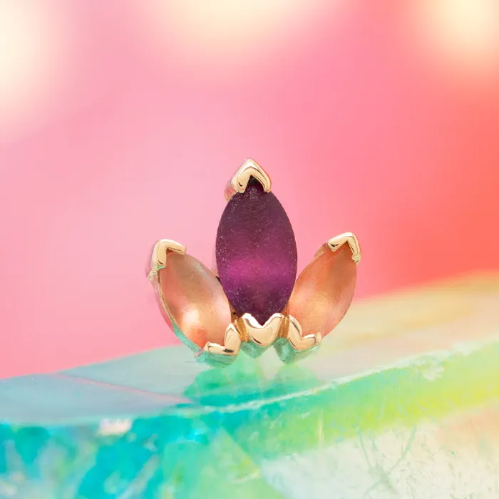 Body Vision BVLA Earrings Mini AJ AJ Threaded End in Gold with Sandblasted Peach Topaz Rhodolite