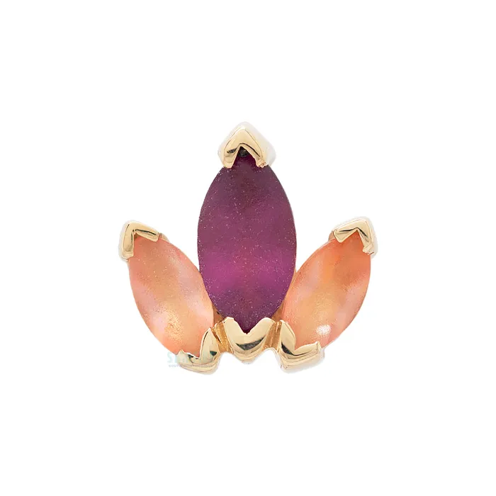 Body Vision BVLA Earrings Mini AJ AJ Threaded End in Gold with Sandblasted Peach Topaz Rhodolite