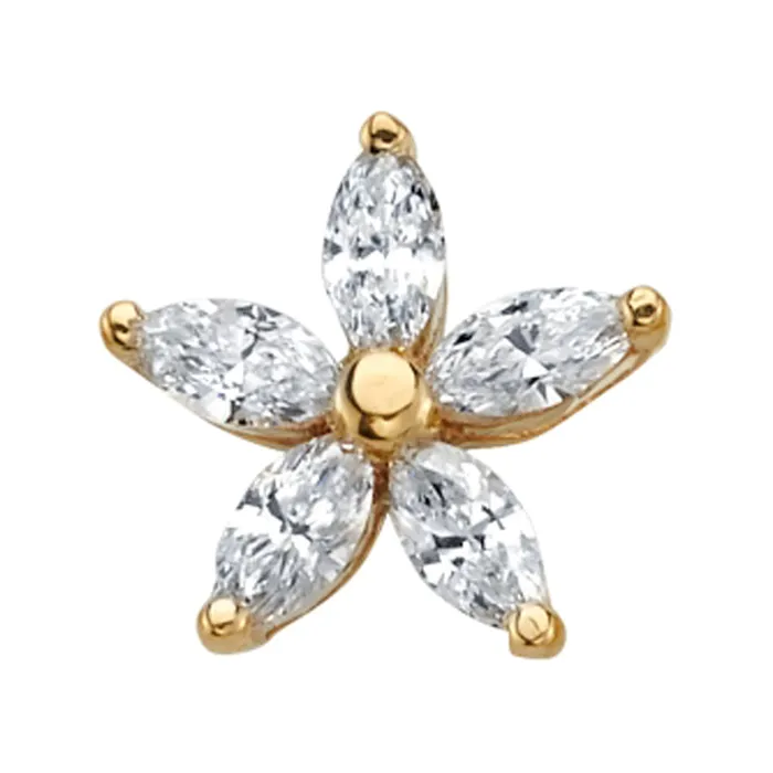 Body Vision BVLA Starflower Threaded End in Gold with DIAMONDS Earrings