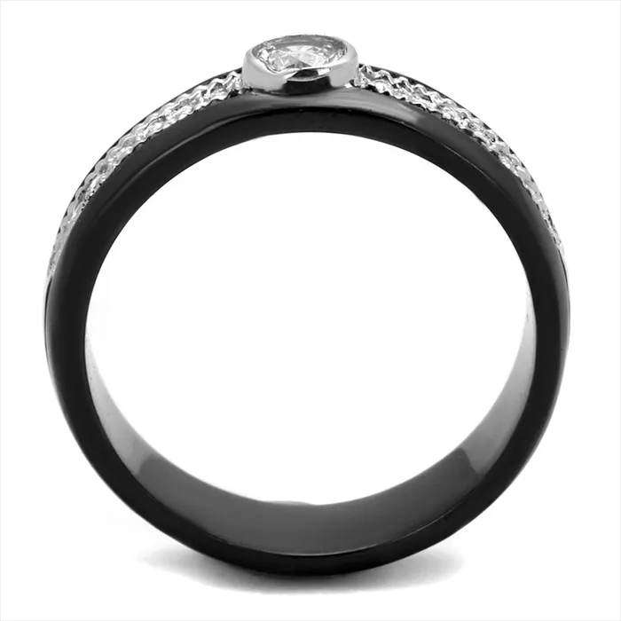 CJE2019 Two Tone IP Black CZ Band Green Rings CJE2019 Two Tone IP Black CZ Band Green Rings