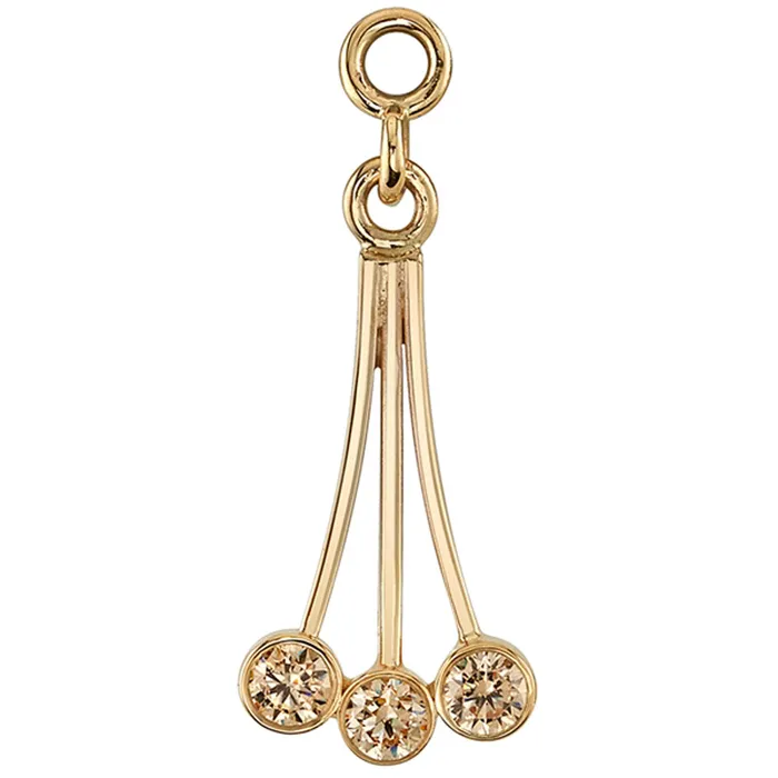 Earrings Body Vision BVLA Baby Fan Charm in Gold with Champagne CZs