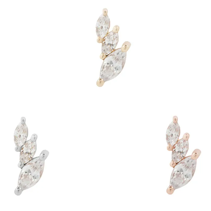 Earrings Buddha Jewelry Organics threadless Multiplicity End in Gold with CZs