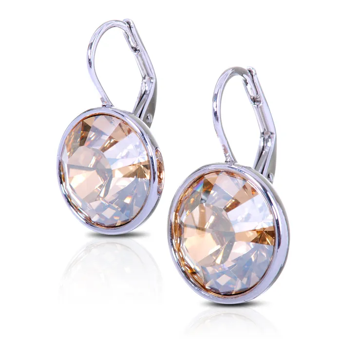 Earrings E7170 Round Dot Champagne Swarovski Elements Crystal Drop Earring Red