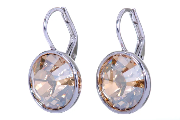 Earrings E7170 Round Dot Champagne Swarovski Elements Crystal Drop Earring Red Earrings E7170 Round Dot Champagne Swarovski Elements Crystal Drop Earring Red