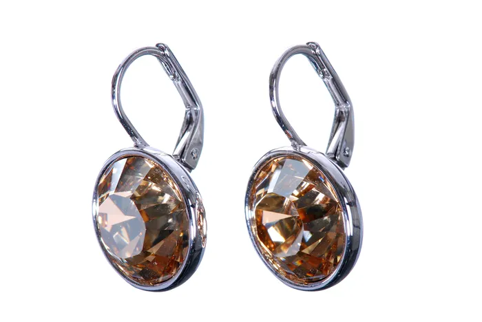 Earrings E7170 Round Dot Champagne Swarovski Elements Crystal Drop Earring Red Earrings E7170 Round Dot Champagne Swarovski Elements Crystal Drop Earring Red