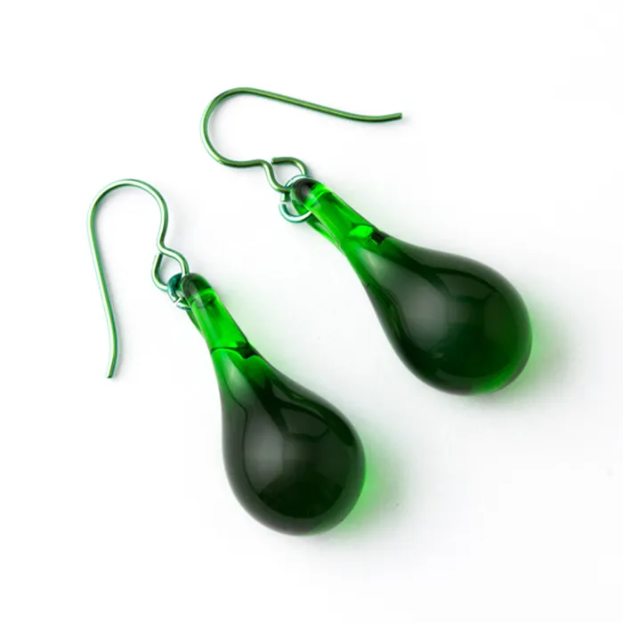 Earrings Gorilla Glass Simple Glass Earrings Emerald