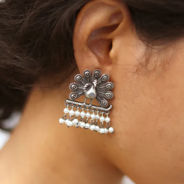 Earrings Teejh Morni Silver Oxidised Earrings Teejh