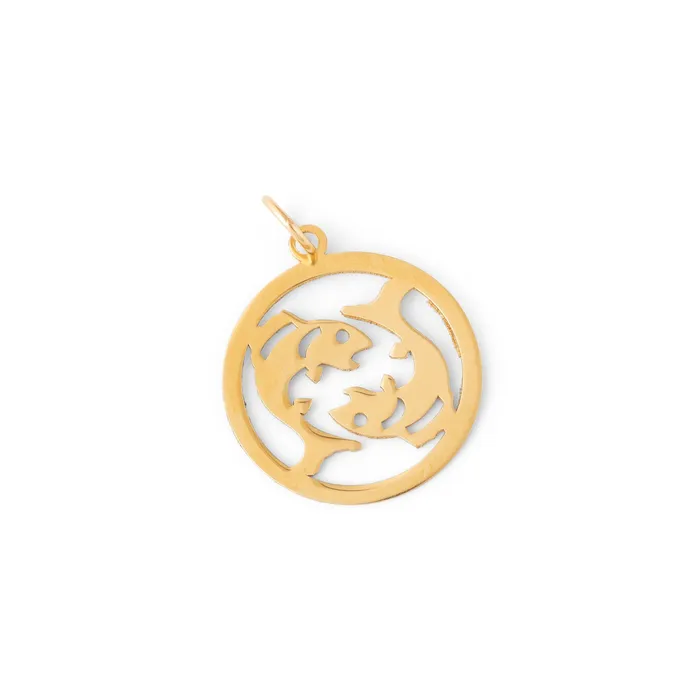 Earrings Vintage Pisces Double Fish 14K Gold Zodiac Charm