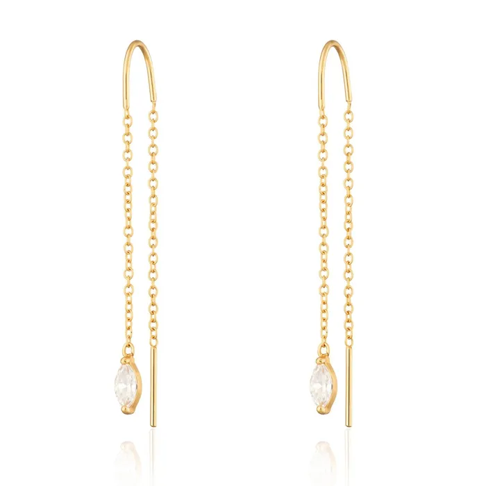 Gold Droplet Crystal Threader Earrings Scream Pretty Earrings