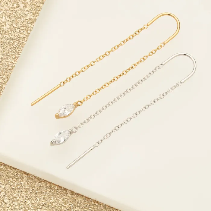Gold Droplet Crystal Threader Earrings Scream Pretty Earrings Gold Droplet Crystal Threader Earrings Scream Pretty Earrings