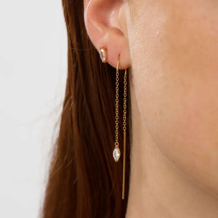 Gold Droplet Crystal Threader Earrings Scream Pretty Earrings Gold Droplet Crystal Threader Earrings Scream Pretty Earrings