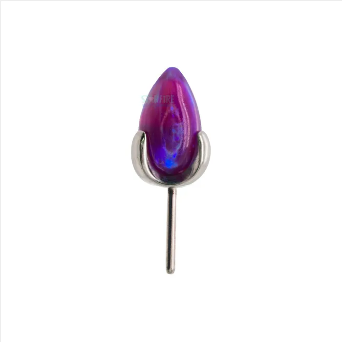 Industrial Strength IS threadless Dragon Egg ProngSet Opal End Earrings