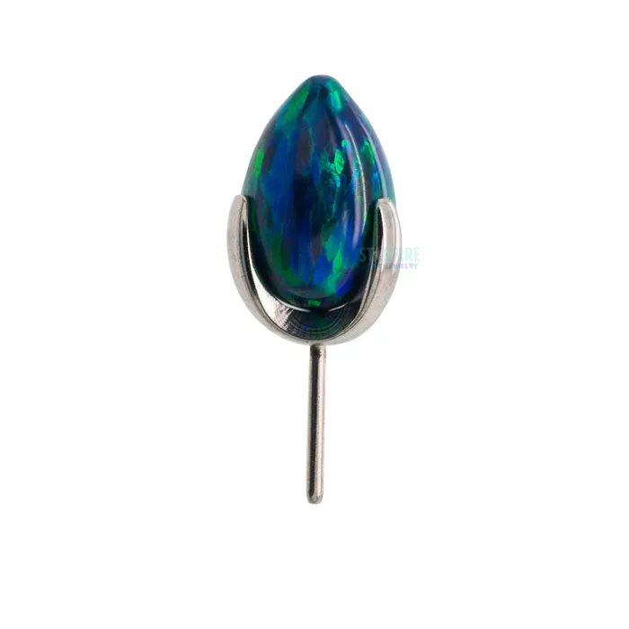 Industrial Strength IS threadless Dragon Egg ProngSet Opal End Earrings
