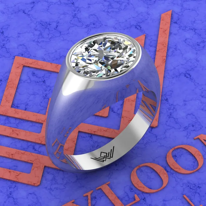 Rings 45 CT Fat Oval Cut Man Engagement Ring D Color Bezel Moissanite Ring Leyloon Jewelry