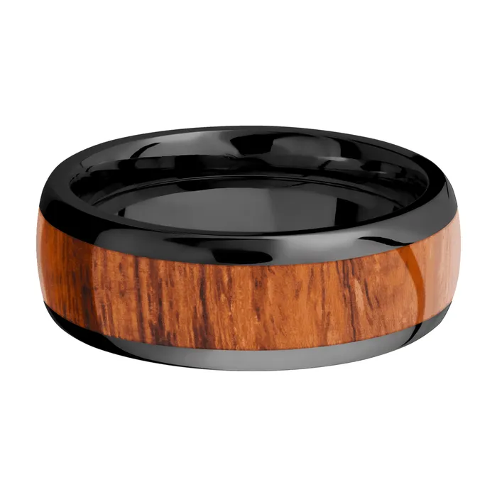 Rings Lashbrook Zirconium Band with Desert Iron Wood Inlay