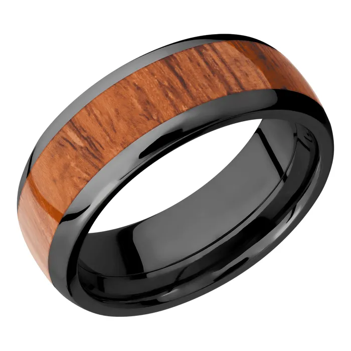 Rings Lashbrook Zirconium Band with Desert Iron Wood Inlay Rings Lashbrook Zirconium Band with Desert Iron Wood Inlay
