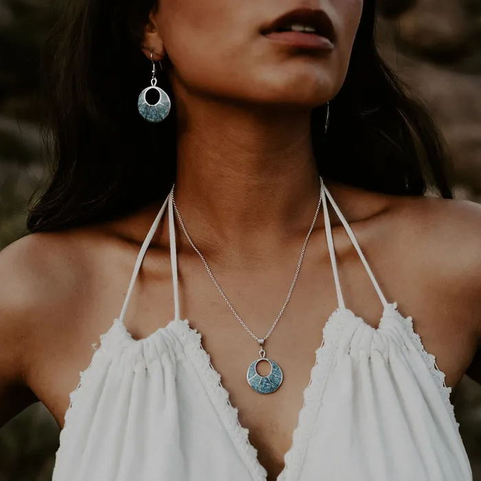 Turquoise Skies Earrings Radiante Lunar Eclipse Pendant Earrings