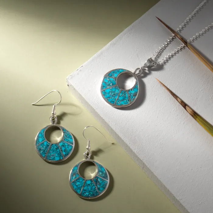 Turquoise Skies Earrings Radiante Lunar Eclipse Pendant Earrings