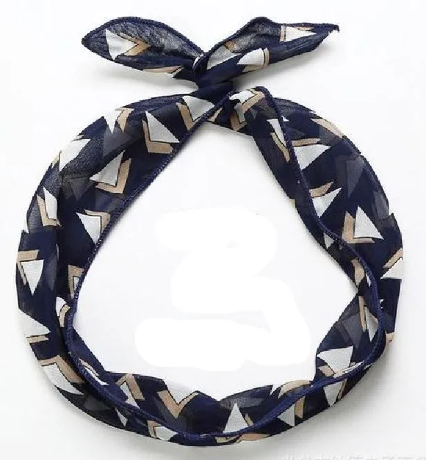 01 H276 Navy Blue Triangle Pattern Wire Cloth Hair Band Rings