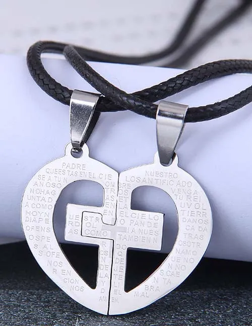 02 Necklaces N1816 Silver Heart Cross Prayer Friendship Necklace with FREE Earrings 2 NECKLACES 02 Necklaces N1816 Silver Heart Cross Prayer Friendship Necklace with FREE Earrings 2 NECKLACES