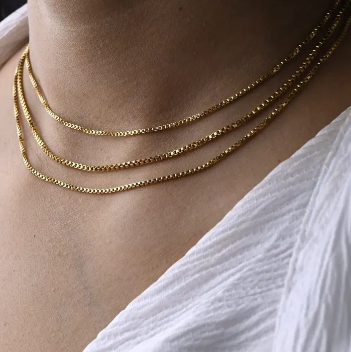 18K GoldFilled Three Layer Box Chain Necklace Set Jewelvers Necklaces 18K GoldFilled Three Layer Box Chain Necklace Set Jewelvers Necklaces