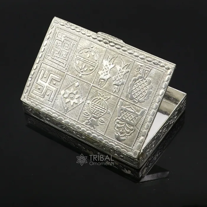 3X2 925 sterling silver trinket box kajal boxcasket box brides rectangle shape box collection container box eyeliner box stb819 TRIBAL ORNAMENTS Rings 3X2 925 sterling silver trinket box kajal boxcasket box brides rectangle shape box collection container box eyeliner box stb819 TRIBAL ORNAMENTS Rings
