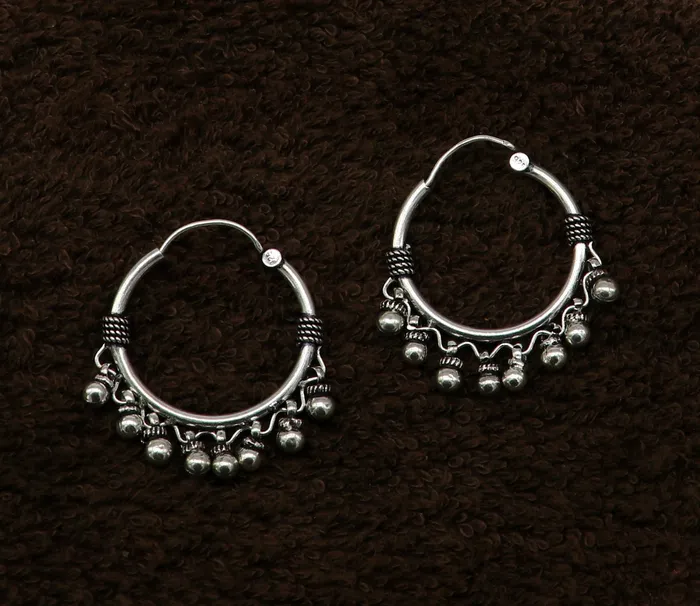 925 sterling silver handmade fabulous hoops earring with gorgeous hanging drops customized large earring personalized gift ear544 TRIBAL ORNAMENTS Earrings