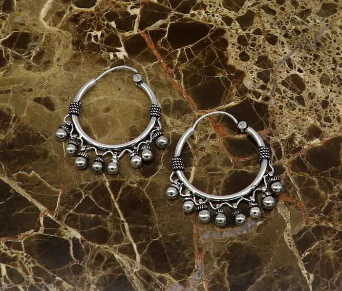 925 sterling silver handmade fabulous hoops earring with gorgeous hanging drops customized large earring personalized gift ear544 TRIBAL ORNAMENTS Earrings
